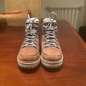 Montelliana chestnut moto boots, brown, laces, leather, heel, size